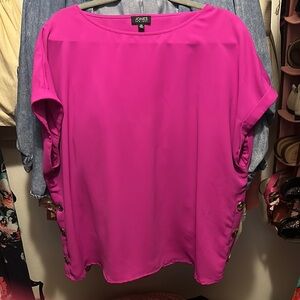 Jones New York Pink Relaxed Blouse Short Sleeve